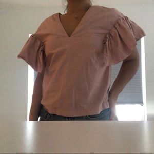 Puffy sleeve pink shirt